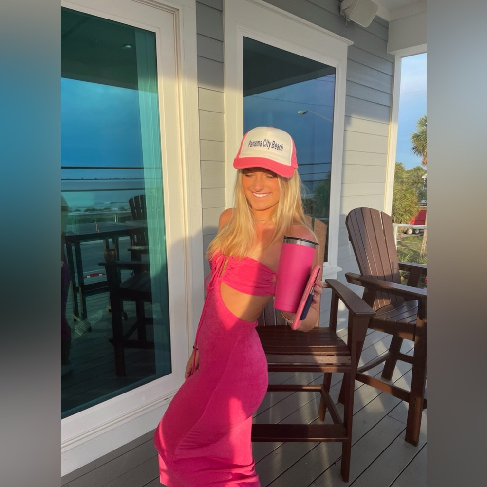 Pink Midi Terry Cloth Dress